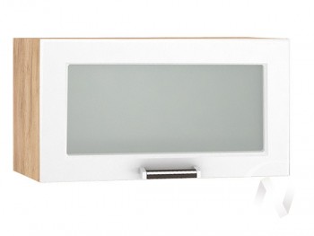 Шкаф верхний со стеклом Прага ШВГС 600 (Белое дерево/корпус дуб крафт золотой) в Новосибирске - mebel54.com | фото