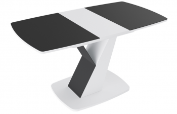 Стол обеденный «Гарда» Тип 1 (Белый/Стекло матовое черный графит) в Новосибирске - mebel54.com | фото
